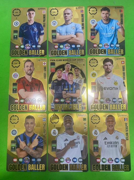 2025 Adrenalyn FIFA Club World Cup Full set 9 Golden Baller Cards