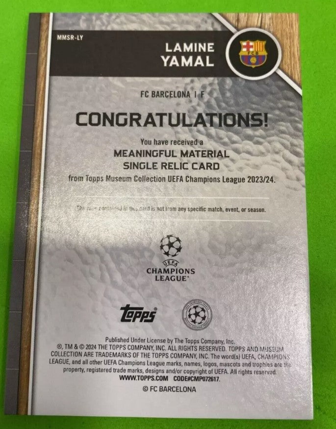 2023-24 Topps Museum ROOKIE Lamine Yamal #MMSR-LY /299 Barcelona RELIC