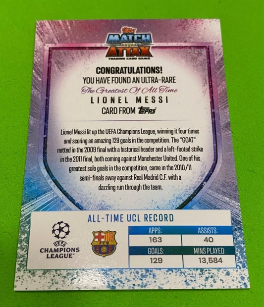 Topps Match Attax Extra 2025 Lionel Messi The GOAT ultra rare limited edition